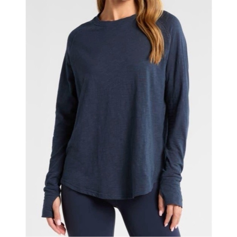 NWOT Zella Relaxed Washed Long Sleeve Slub Tee, XS